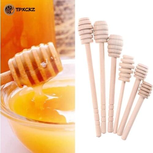 5Pcs/set Wooden Mini Honey Spoon Honey Stir Bar For Honey Jar Supplies Eco-Friendly Long Handle Mixing Stick Dessert Tools