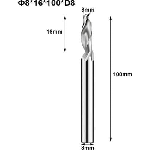 5pc HSS CNC engraving carving bit 8mm shank single flute spiral end mill Copper steel metal aluminum Alloy panels 8x16x100xD8