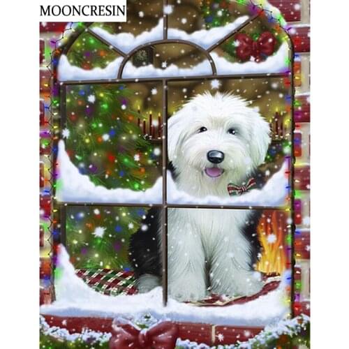 5D Diy Diamond Painting Full Square Dog Needlework Cross Stitch Diamond Embroidery Mosaic Picture Wall Sticker Christmas Decor