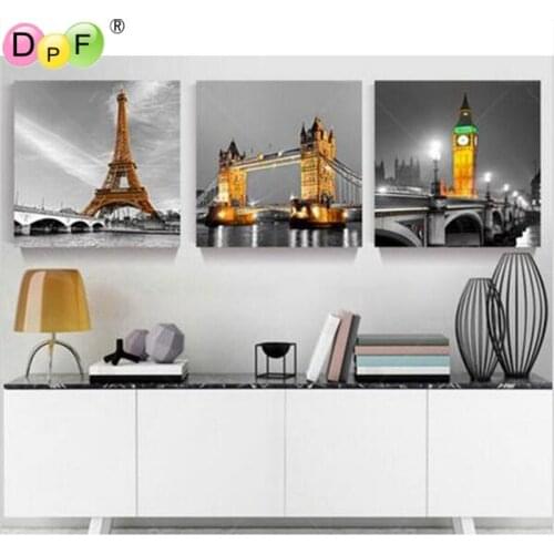 Tower and bridge diy diamond embroidery for living room cross stitch diamond mosaic Europe scenery painting wall painting