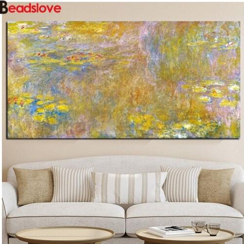 Diamond painting abstract Claude Monet painting 5d diamond mazayka embroidery natural large 3d full square round drill decor