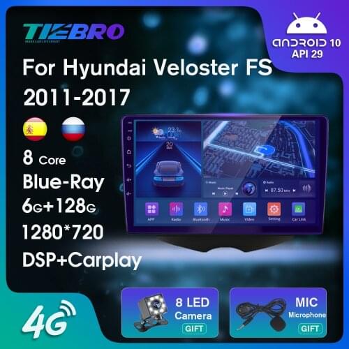 Android 10 Car Radio For Hyundai Veloster FS 2011-2017 Car Multimedia Player Navigation 6G+128GB DSP Video Audio Player 2DIN DVD