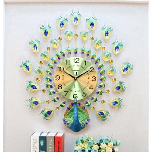 Large Digital Clock Wall Watch Home Decor Electronic Wall Clock Modern Design 3D Big Rose Gold Decoration Room Peacock Antik B73