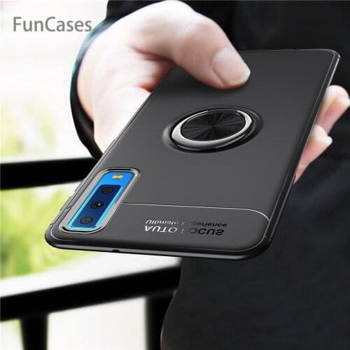 For Samsung Galaxy A7 (2018) A750 Case Cover Metal Magnetic Ring Holder Soft Silicone Luxury Case for Samsung Galaxy A750 2018
