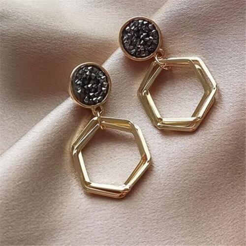 European And American Women Fashion Geometric Drop Earrings Sexy Female Sex Party Crystal Earrings Temperament Ladies Jewelry