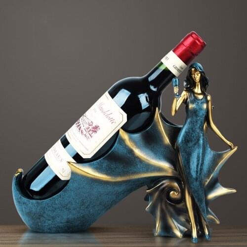 European-style antique blue wine rack living room study decorations kitchen wine cabinet jewelry resin crafts ornaments