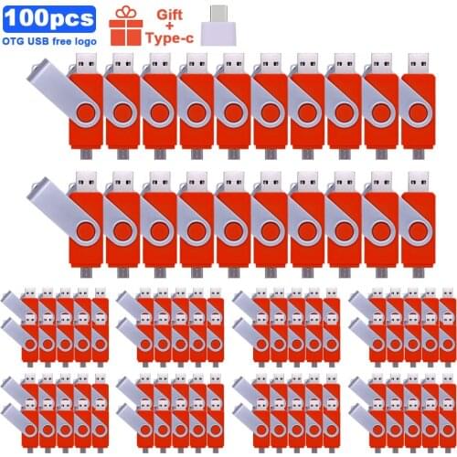 100pcs/lot Custom Logo 3 In 1 OTG Pendrive 4GB 8GB 16GB 32GB 64GB Memory Stick Flash Drive U Disk Stick Type-C ForBusiness Gift
