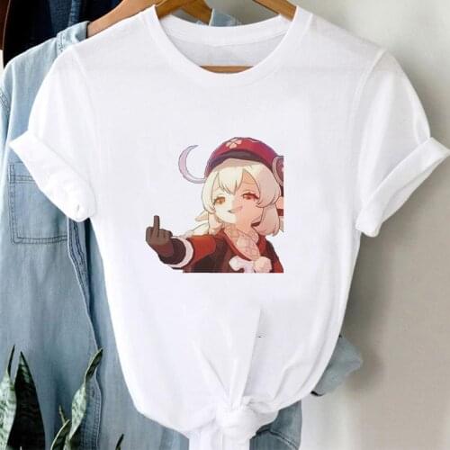 Game Cartoon Cute Genshin Impact Xiao Paimon Klee Chibi T Shirt Harajuku Womens Short Sleeves Casual Tees Top Graphic T Shirts