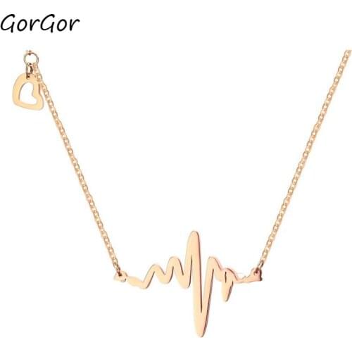 GorGor Necklace Women Titanium Steel Rose Gold Pattern Irregular Curve Pendant Temperament Exquisite Fashion Accessories NC-246R