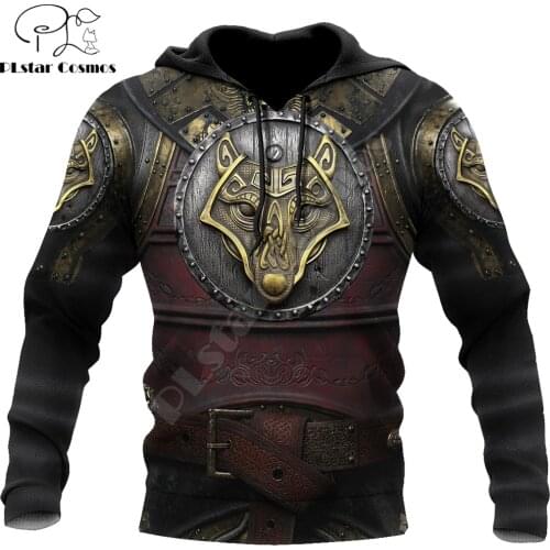 Viking Armor Tattoo 3D Printed Autumn Men Hoodies Unisex Pullovers Zip Hoodie Casual Street Tracksuit Cosplay Clothing DW668