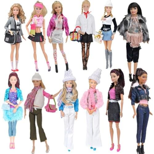 Cosplay 11.5" Doll Outfits Set For Barbie Clothes Coat Jacket Shirt Skirt Pants Bag Glasses Clothing 1/6 BJD Dolls Accessory Toy