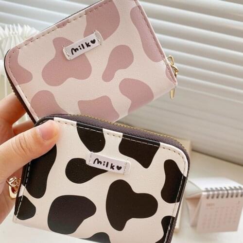 Korean Cute Cow Pattern Card Bag Womens Large Capacity Multi Card Position Small Organ Card Bag Ultra-thin Clip Zero Wallet
