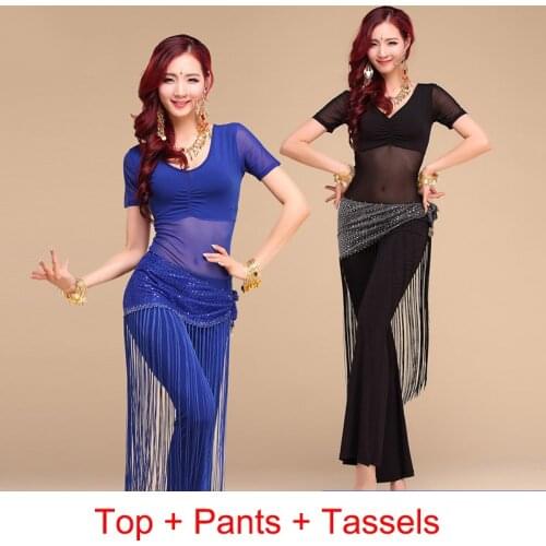 Belly Dance Costume New Exercise Clothes Female Beginner Short-Sleeved Pants Suit Belly Dance Costume Set Stage Costumes DN9425