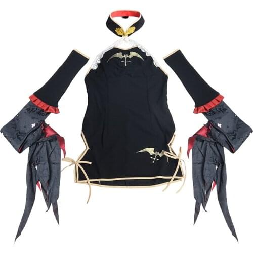 Game Azur Lane HMAS Vampire (D68) Cosplay Costume Black Cheongsam Dress Halloween Costumes For Women