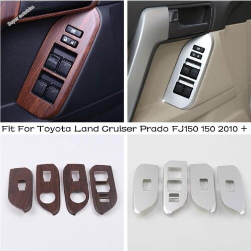 Armrest Window Rise Lift Down Control Switch Cover Trim Matte / Wood Grain For Toyota Land Cruiser Prado FJ150 150 2010 - 2020