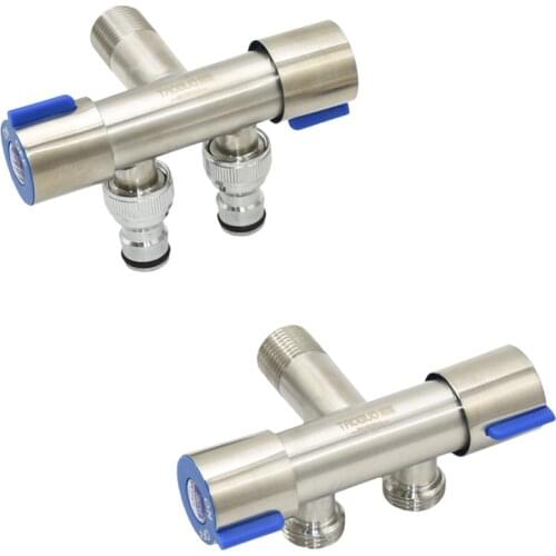 Metal 1/2 Inch Male to 1/2" 2 Way Garden Tap Water Splitter Cranes 5/8" Y Irrigation Valve Kitchen Bathroom Adapter 1pcs