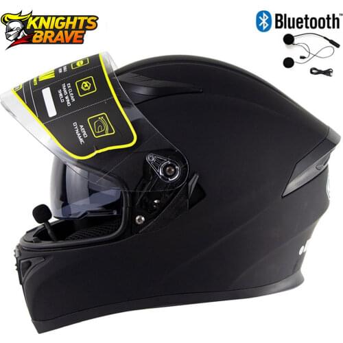 SOMAN Full Face Casco Moto Men Motorcycle Bluetooth Helmets Racing Modular Dual Lens Motocross Helmet Capacete Casque Black