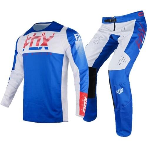 Motorcycle Blue White Gear Set 2021 180/360 Mountain Bicycle Offroad Jersey Pants Racing Suit Kits Mens