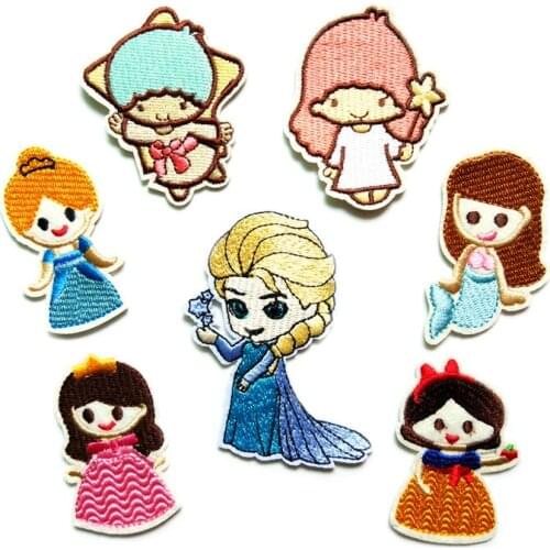 Cartoon Cute Girl Patch Cloth Stickers Embroidery Patch Wrapping Bag Shoes and Hats Patch Iron on Patches for Clothes Wholesale