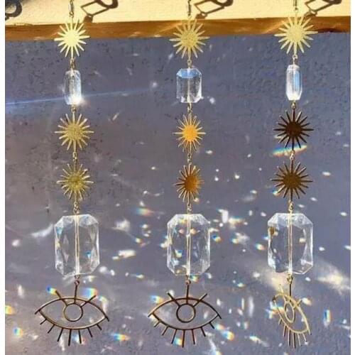 Celestial Crystal Sun Catcher Hanging Crystal Light Catcher Rainbow Prisms Sun Catcher kristall Boho Prismas Colgantes Gold Eye