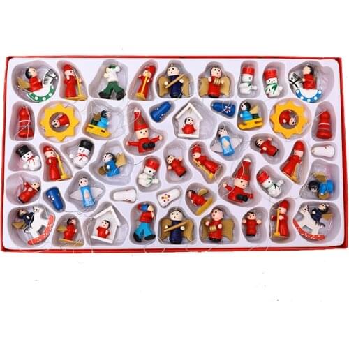 2021 new Christmas decorations wooden pendant 48-piece set home decoration garden decoration accessories living room decoration