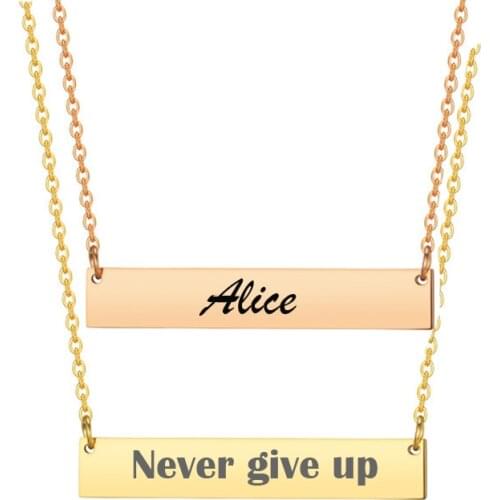 Customized Letter Bar Necklace Stainless Steel Personalized Name Necklace 4 Colors Pendant Engrave Word Letters Jewelry