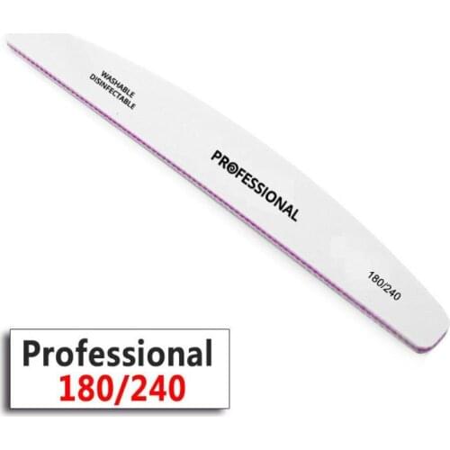 25 pcs/lot high quality salon nail file halfmoon shape white emery board nail art tool manicure tool professional nail file