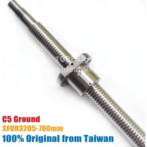 Taiwan TBI ballscrew 700mm SFUR 3205 C5 5mm lead with SFU3205 Ball nut for cnc kit