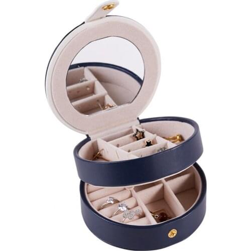 Jewelry Box Double Layer Classification Storage Faux Leather Earrings Rings Jewelries Display Case Home Storage Boxes