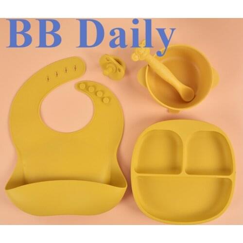 BB Daily Silicone Dining Plate Solid Cute Cartoon Children Dishes Training Tableware Kids