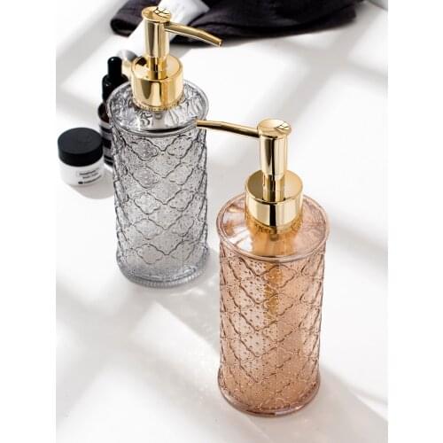 European Style Retro Glass Lotion Bottle Transparent Glass Soap Dispenser Hotel Shower Gel Shampoo Bottle Bathroom Accessories