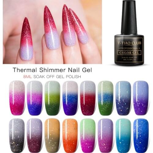 T-TAIO CLUB 8ml Thermal Ultra-thin Glitter 3-layers Color Changing UV Gel Polish Shimmer Glitter Nail Gel Nail Art Gel Varnish