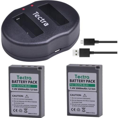 PS-BLS5 2000mAh BLS-5 BLS5 Batteries + USB Dual Charger for Olympus OLY E400 E410 E600 E620 E-P1 E-P2 E-P3 E-PL1 E-PL2 E-PL3
