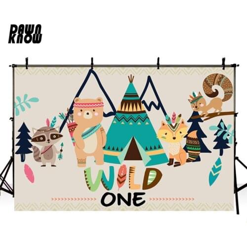 DAWNKNOW Tent Vinyl Photography Background For Baby Cartoon Animal Photo Shoot Backdrop For Birthday Party Photo Studio G715