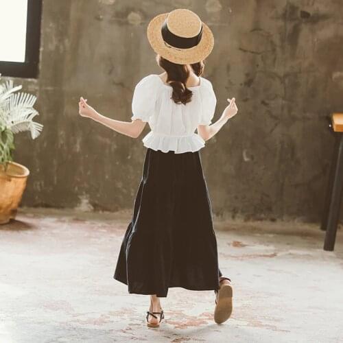 Teen Girls Skirts Summer Childrens Clothing Cotton Princess Costume Casual Kids Black Long Skirt Spring Autumn 6 8 10 12 14 16Y