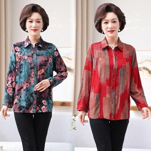 2021 Spring Summer Casual Blouse Women Top And Blouse Women Shirt Long Sleeve Button Pocket Black printing Turn-down Collar