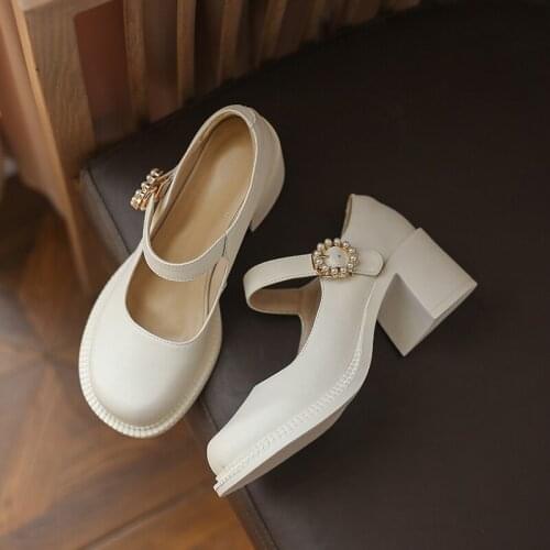 2021 French Women Pumps New Spring Autumn High Heels Platform Genuine Cow Leather Black Dress Party Wedding Shoes Big Size 34-42