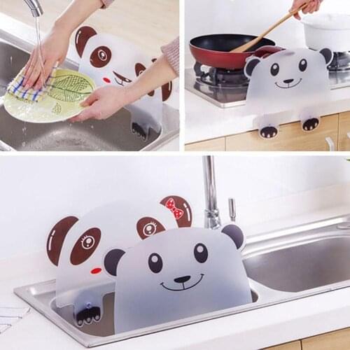 1pc Cute Panda Sucker Water Splash Guard Baffle Wash Basin Sink Board Kitchen Tools Protect Water Baffle Supplies