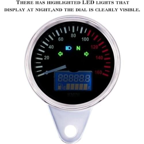 12V Universal 0-160 km / h Motorcycle LED Digital Speedometer Tachometer Odometer Gauge fuel meter Indicator