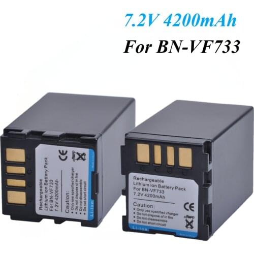 2pcs 4200mAh BN-VF733 BNVF733 Battery for JVC GR-D240 GR-D290AH GR-DF570 GR-D246 GR-D290US GR-DF590 GR-D247, BN VF733