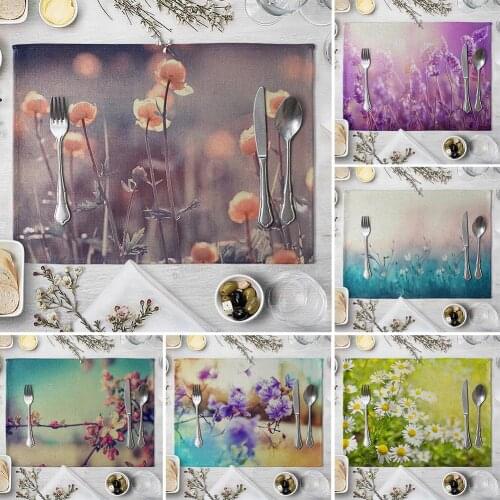 42x32cm Lavender Flower Non-slip Heat Insulation Placemat Kitchen Table Mat