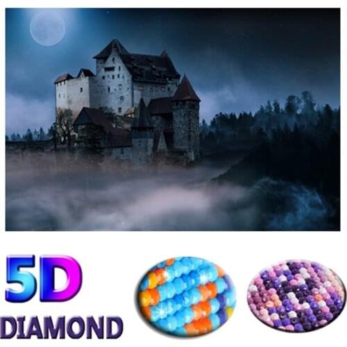 5D Diamond painting "Dense fog" Landscape Full Round Diamond embroidery Cross stitch Scenery Landscape Diamond mosaic