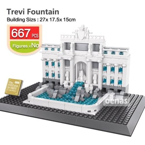 MOC 640PCS Creative Architecture Rome Trevi Fountain Landmark Building Block assembled Construction Bricks kid toy children gift