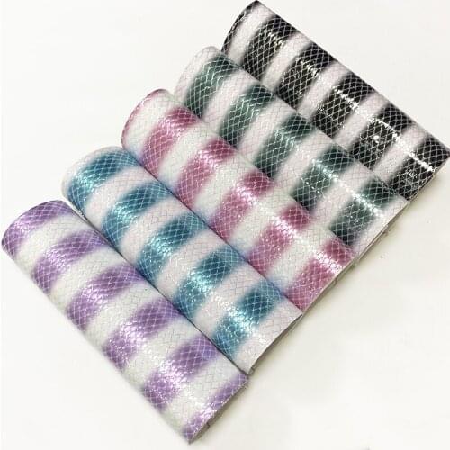 135x30cm Diamond Net Design Stripe Pattern Printed PU Faux Leather Fabric Sheet Material for Shoe/Bag/Handbag/DIY Accessories