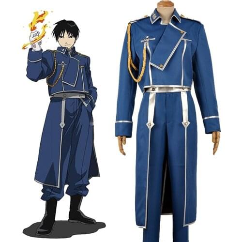 Anime Fullmetal Alchemist Roy Mustang Cosplay Costume Halloween Cos Clothing Unisex Men Women Military Uniform Set