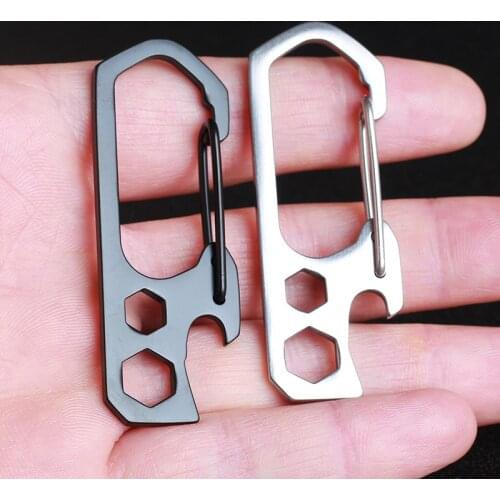 1PC Stainless Steel Keychain Key Chain Ring EDC Multifunction Tool Hang Buckle Fast Hook Opener Wrench Carabiner Accessories