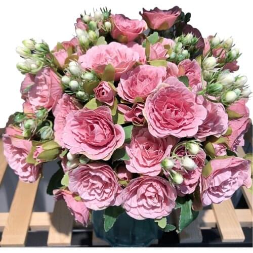 1 bundle Silk Peony bouquet home decoration accessories wedding Party scrapbook fake plants diy pom poms artificial roses flower
