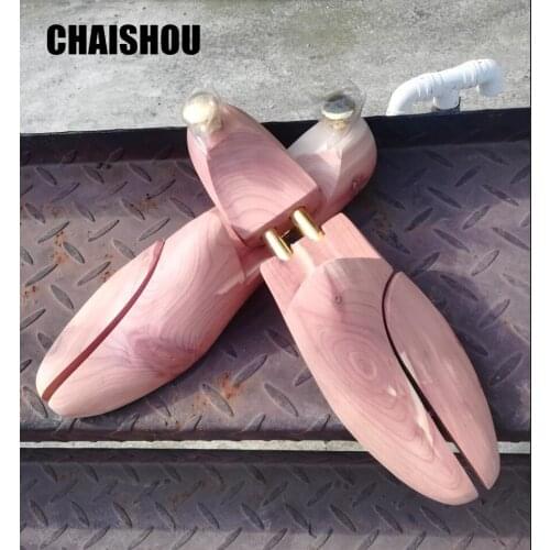 CHAISHOU 1 pair Twin Tube Red Cedar Wood Shoe last Adjustable Shoe Shaper Mens Shoe Tree CS-186
