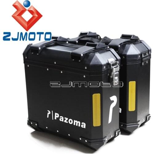 Black Aluminum Supermoto Side Case Luggage Box Saddlebags For BMW Honda Kawasaki Suzuki Rear Bag 36L Panniers Side Stroage Boxes