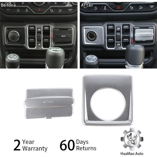Cigarette Lighter & USB Charger Decor Cover Trim Fit Jeep Wrangler JL 2018 2019